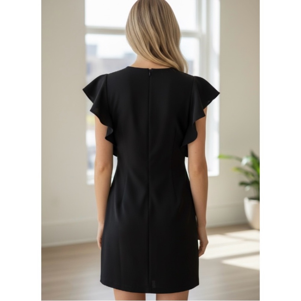 Laundry by Shelli Segal Black Lace up Shoulders Shift Dress Size 4 - Picture 4 of 15